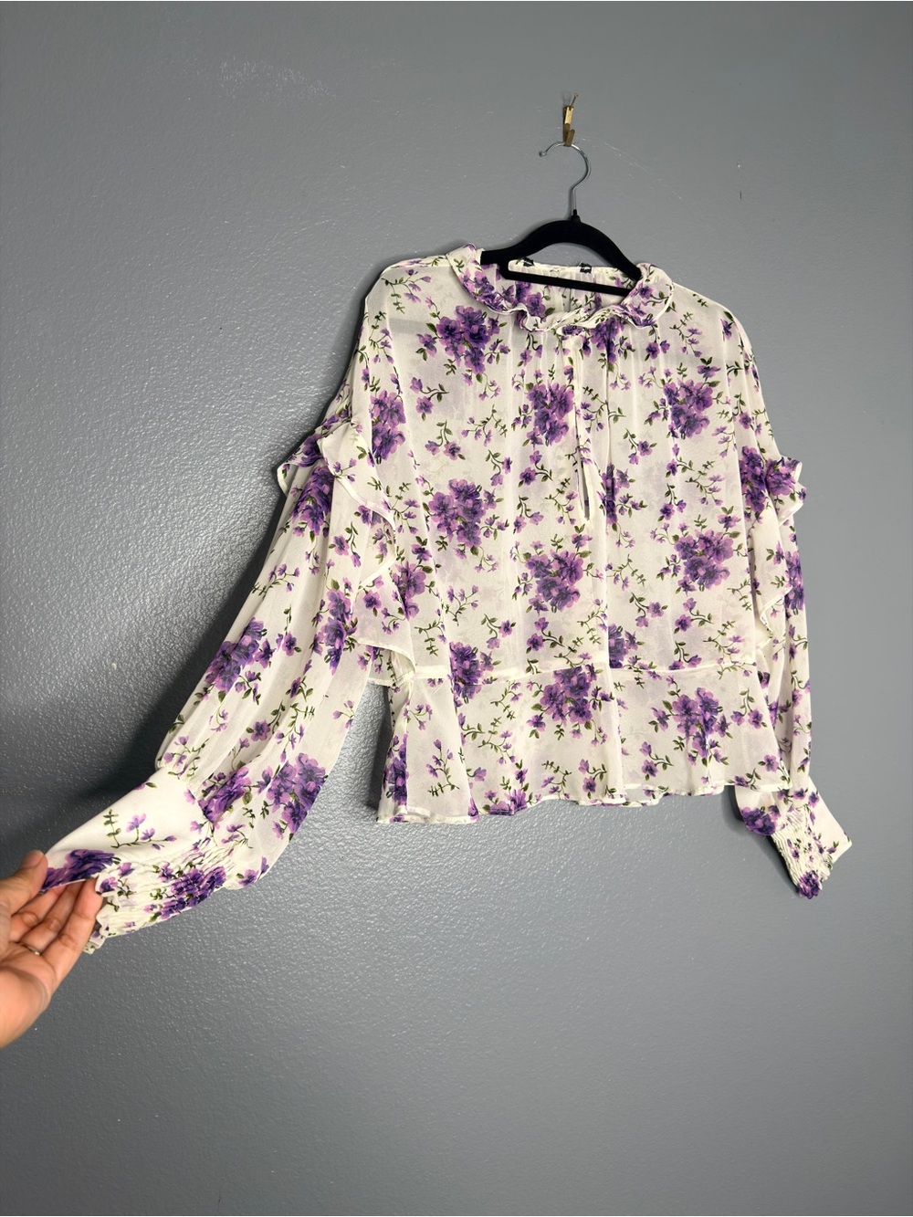 Tiered Ruffle Floral Sheer Romantic Fairy Blouse Floral Print Small to Medium